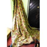 Large heavy single curtain in heavy brocade fabric, with thermal lining and showing no sign of