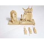 A carved ivory model of Ganesh, together with an Indian ivory ceremonial elephant with howda and