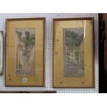 A pair of late 19th century watercolours by Cyril Ward, both showing village scenes, probably at