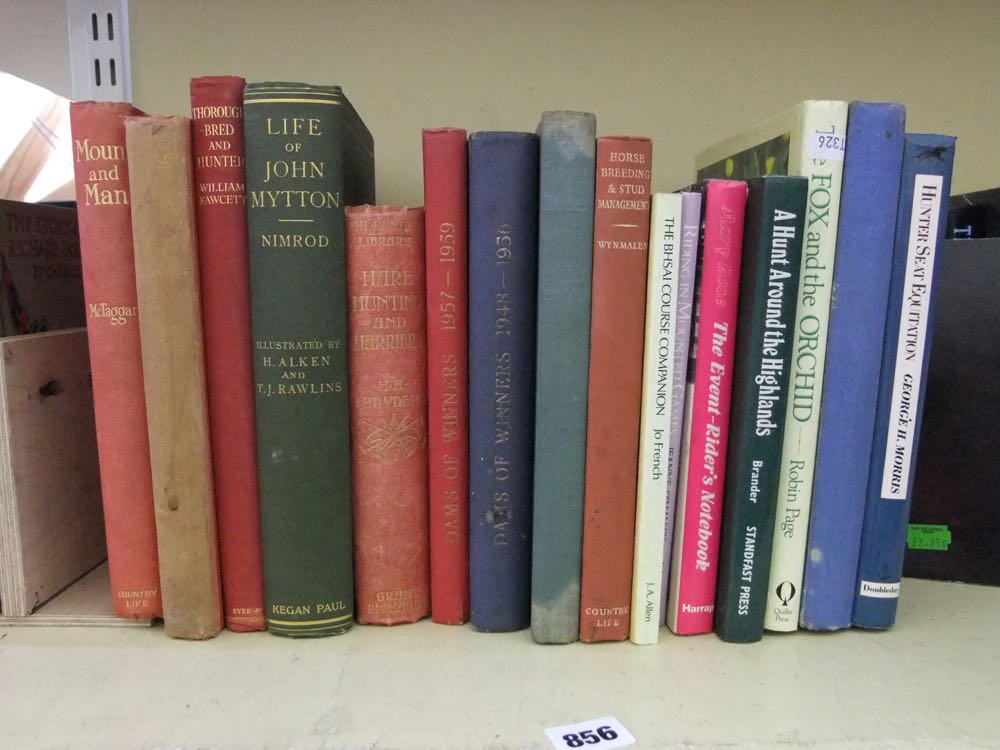 A collection of Edwardian and later hunting/equestrian books including Hare Hunting and Harriers