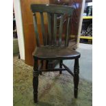 A harlequin set of 8 Windsor elm and beechwood lathe back kitchen chairs together with four