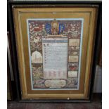 A large ornately painted and gilded illuminated presentation style panel presented to Abel