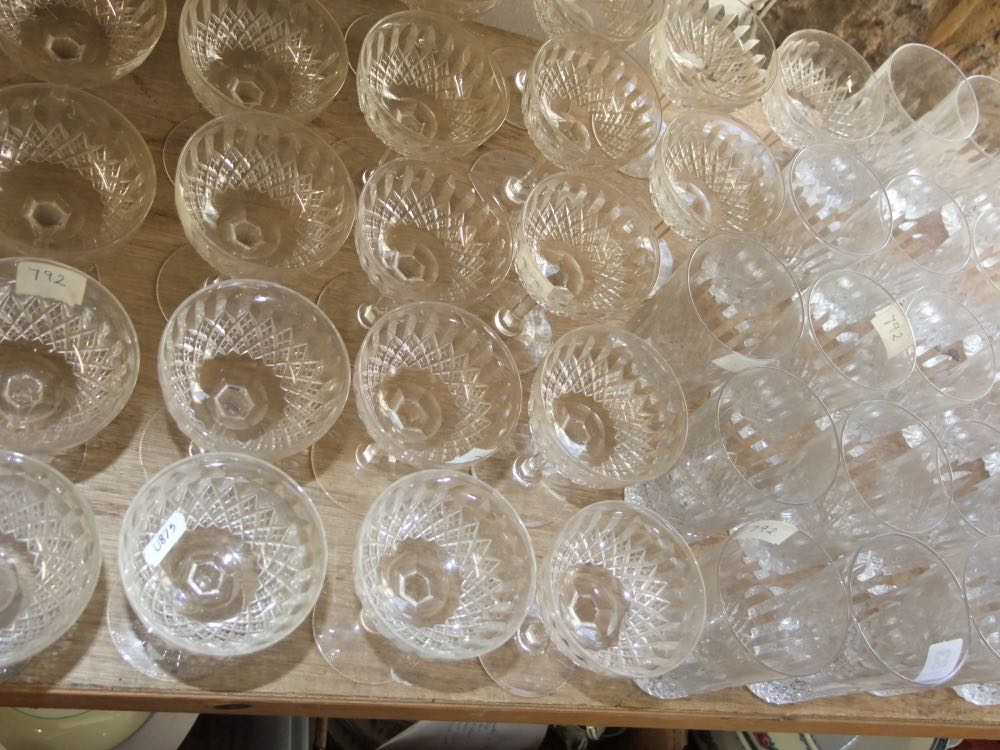 Extensive collection of good quality cut glass ware to include sherry glasses, champagnes, tumblers,