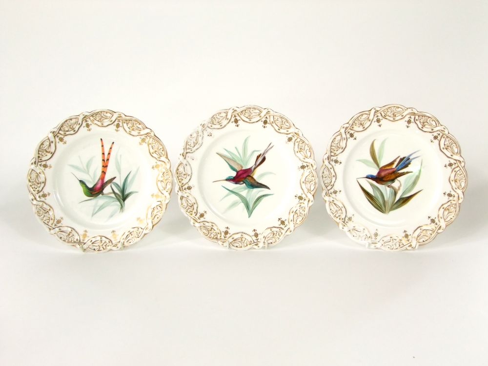 A 19th century Coalport type dessert service attributed to John Randall, with central painted - Image 4 of 5