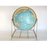 A vintage Crams Imperial 12inch world globe, upon a gilt metal frame