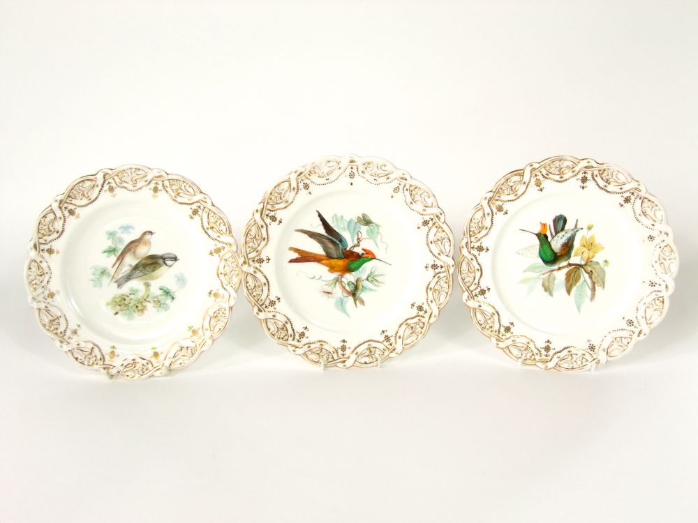 A 19th century Coalport type dessert service attributed to John Randall, with central painted - Image 5 of 5