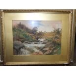 A late 19th century watercolour by Cyril Ward of an extensive river landscape, signed bottom left