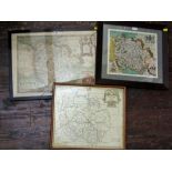 A collection of three antique maps of Herefordshire, two after Christopher Saxton and one after