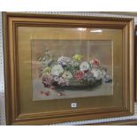 A late 19th century watercolour study of a bowl of roses, signed bottom right H A McMurray and dated