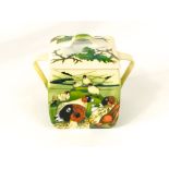 An unusual Moorcroft two handled box and cover of four sided form designed by Philip Gibson in the