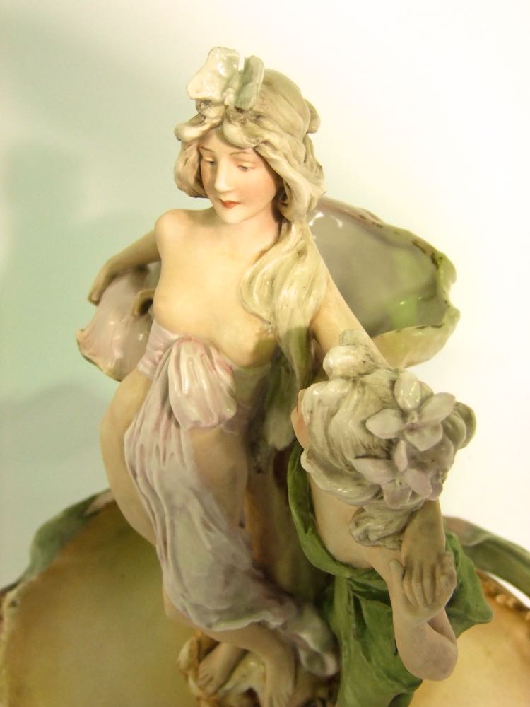 An early 20th century Royal Dux table centre piece with applied figures of female characters - Image 3 of 4