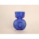 Possibly Geoffrey Baxter for Whitefriars Studio glass vase in blue, 21cm high