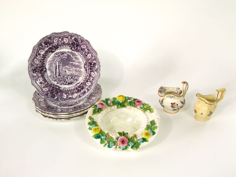 A collection of mainly 19th century ceramics including a Staffordshire spill vase with applied - Image 5 of 5