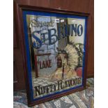 A contemporary pub mirror advertising" smoke St Bruno Flake Nutty flavour" set within a stained