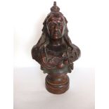 A cast bronze bust study of Queen Victoria dated 1837 - 1897 to the bust, inscribed verso 'March