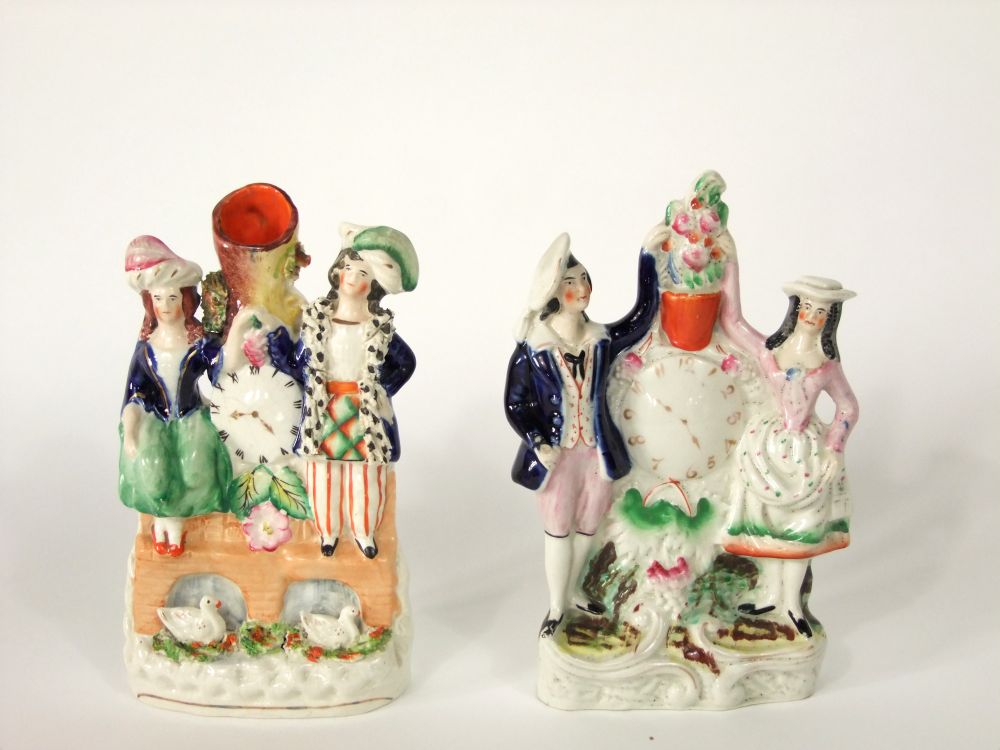 A collection of mainly 19th century ceramics including a Staffordshire spill vase with applied - Image 4 of 5