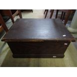A small 19th century pine blanket chest with original grained finish, with flush fitting brass