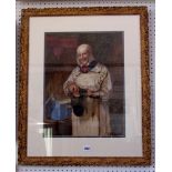A late 19th century three quarter length watercolour study of an elderly man wearing a rustic