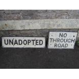 A reclaimed cast alloy sign of rectangular form with rounded corners and black painted lettering