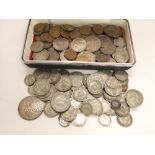 A quantity of pre 1947 silver coinage 16 oz, together with a further quantity of post 47 mixed