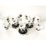 A six place Royal Albert Masquerade pattern tea set including milk jug, sugar bowl, cake plate,