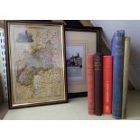 Five royal books - Queen Victoria to George VI, facsimile map of Gloucestershire and a view of