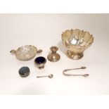 Mixed lot of silver to include a pedestal bonbon dish with faceted bowl, silver twin handled ashtray