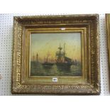 A late 19th century oil painting on canvas by Charles John DeLacy showing a busy marine scene with a