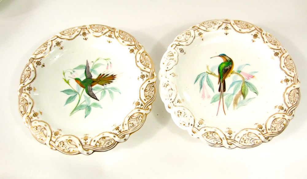 A 19th century Coalport type dessert service attributed to John Randall, with central painted - Image 2 of 5