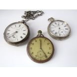 Two silver pocket watches, one inscribed "The Climax Trip Action Patent" by H Samuel Manchester,