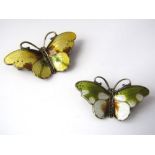Two silver enamel brooches in the form of butterflies, both marked to reverse Sterling 925 Norway
