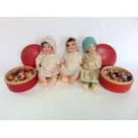 Kammer & Reinhardt miniature porcelain doll with shutting eyes, open mouth with teeth and wooden