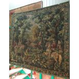 A good quality large machine woven tapestry wall hanging in the 17th century flemish style showing a