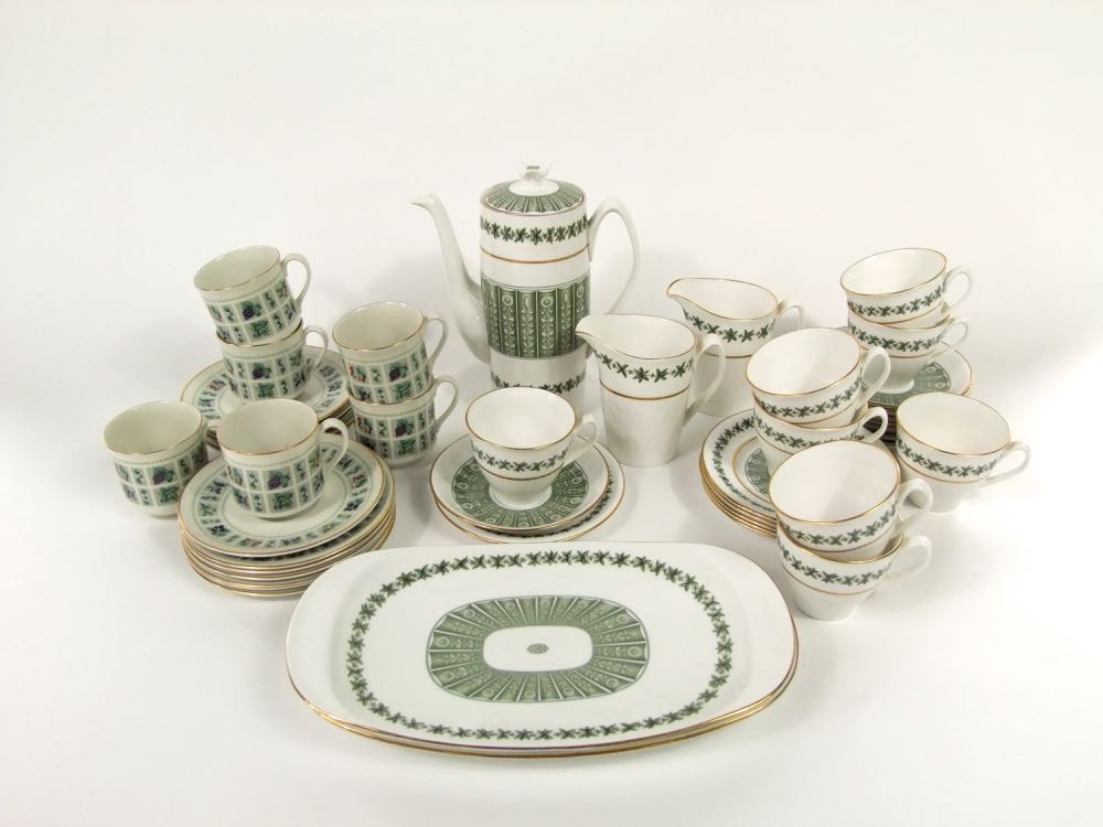 A collection of Spode Provence pattern coffee wares including coffee pot, two milk jug, pair of