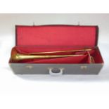 A cased gold lacquered brass Lafleur trombone inscribed 'J. R. Lafleur & Sons Limited, London,