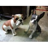 A hand painted resin model of a Boston Terrier and a Bulldog