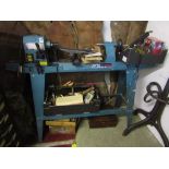 A Clarke woodworker 900 mm reversible head wood lathe and stand, together with various