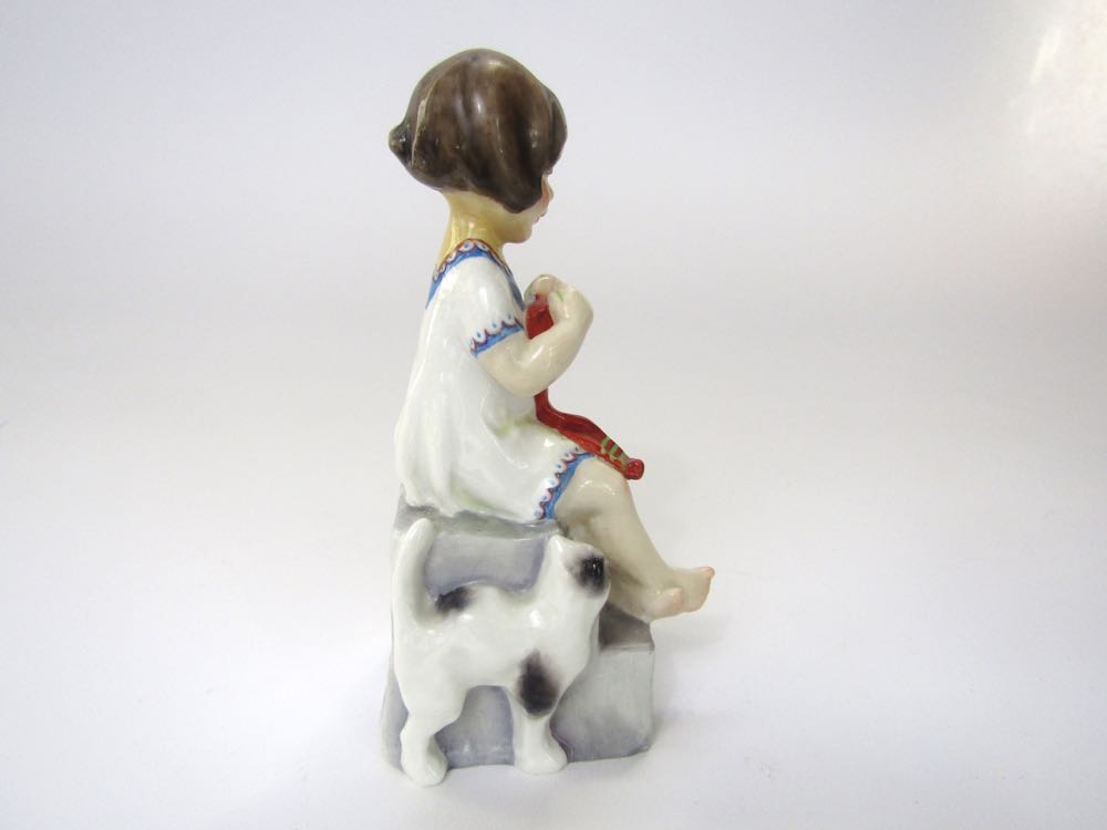 A Royal Worcester figure of Saturday's Child Works Hard For a Living in the form of a little girl - Image 2 of 2