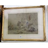 A 19th century charcoal, watercolour and chalk study by Hablot Knight Browne (Phiz) of a gypsy