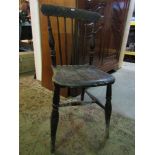 A harlequin set of 10 Windsor elm and beechwood stick back kitchen chairs with turned supports and H