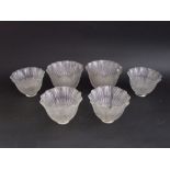 A set of six French fluted glass light shades, with scalloped rims (6)