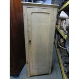 A vintage painted side cupboard freestanding and enclosed by a full length rectangular moulded