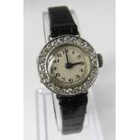 Early 20th century platinum and diamond bezel ladies cocktail watch, fitted with a fifteen jewel
