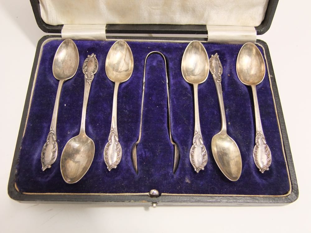 Cased sweet of six Albany tea spoons and a pair of sugar nips, together with a further cased set - Image 3 of 3