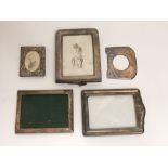 Mixed collection of silver frames to include an easel frame inscribed 1873 - 1898 and two others (
