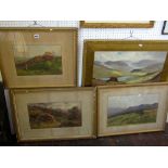 A collection of four late 19th and early 20th century watercolours by Cyril Ward, all showing