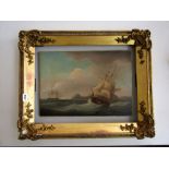 A pair of 19th century oil paintings on canvas of marine scenes, understood to be by Thomas