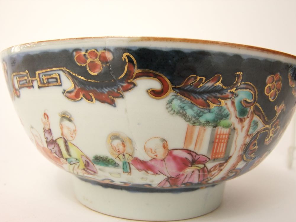 A collection of oriental ceramics including a blue and white painted cache pot with painted - Image 3 of 3