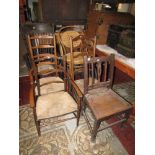 A collection of seven 19th century and later chairs to include a vintage bentwood rocking chair,