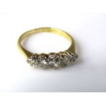 A five stone diamond ring in 18ct gold, size J, 2g